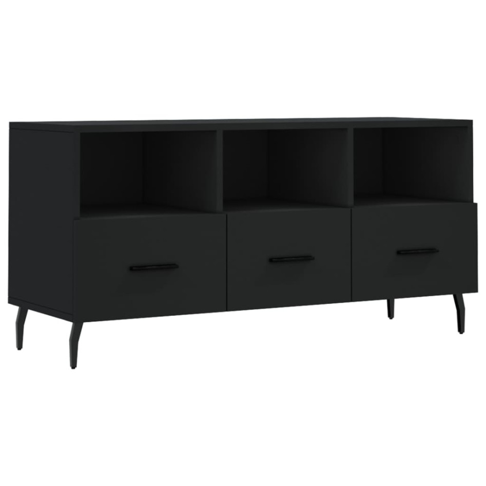 Mueble de TV madera de ingeniería negro 102x36x50
