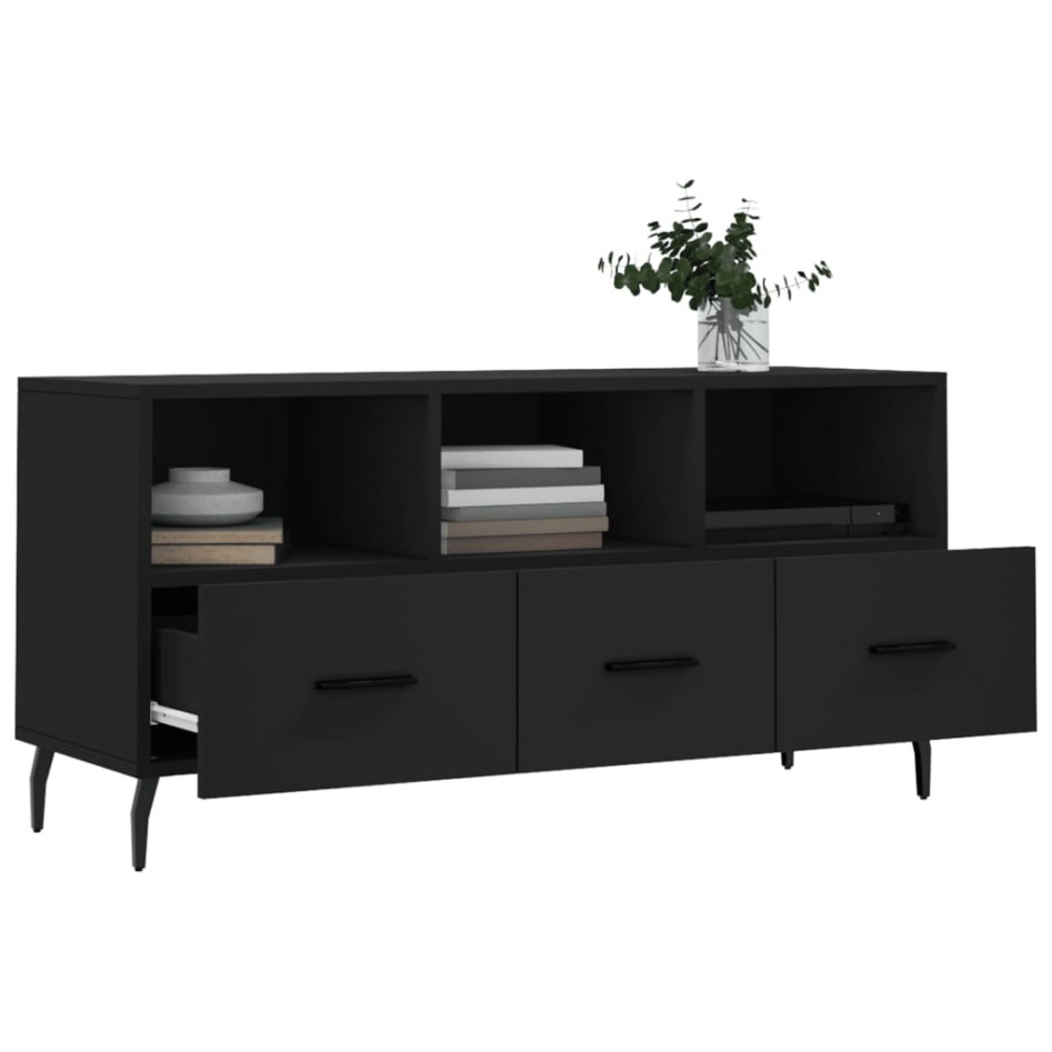 Mueble de TV madera de ingeniería negro 102x36x50