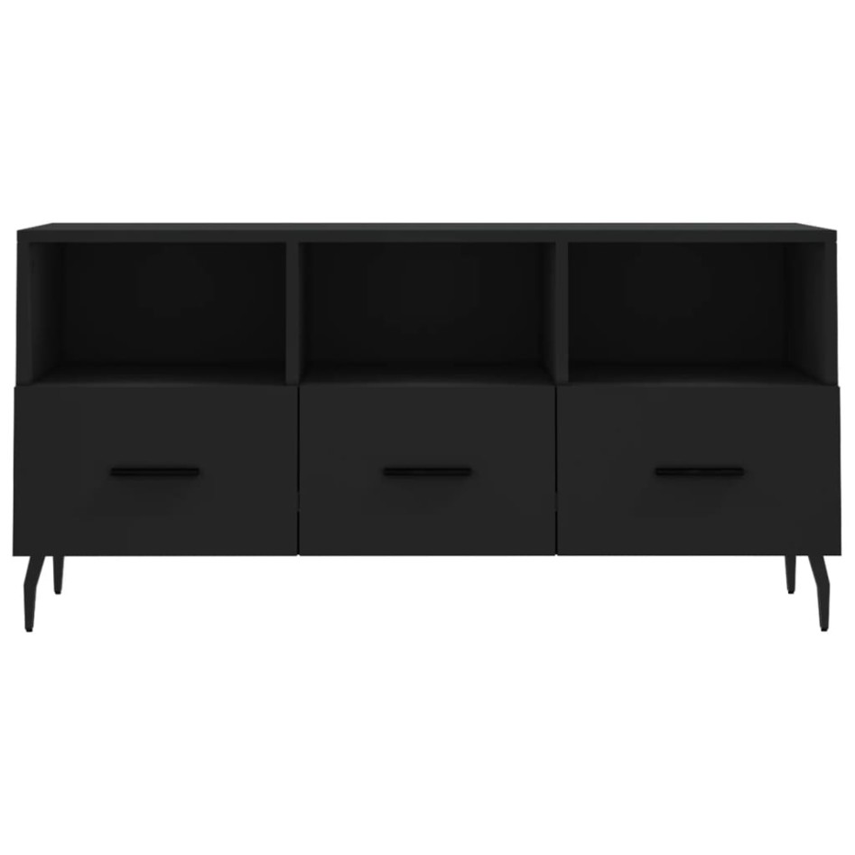Mueble de TV madera de ingeniería negro 102x36x50