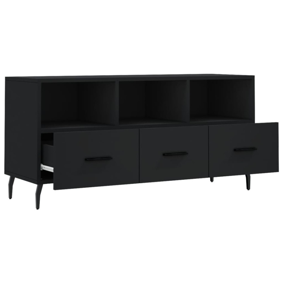 Mueble de TV madera de ingeniería negro 102x36x50