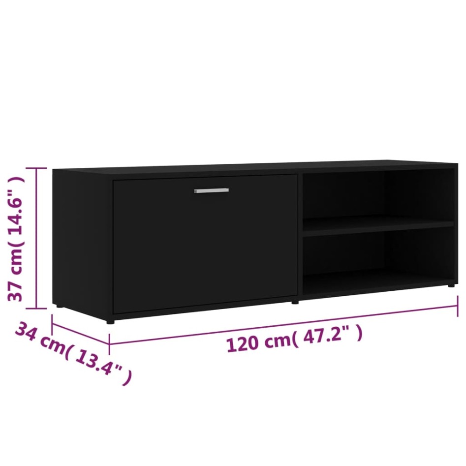 Mueble de TV madera contrachapada negra 120x34x37