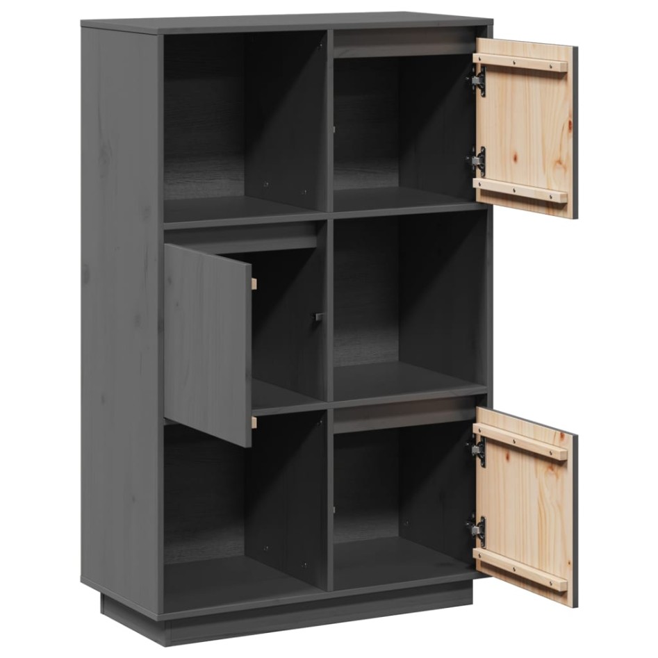 Aparador alto de madera maciza de pino gris 74x35x117