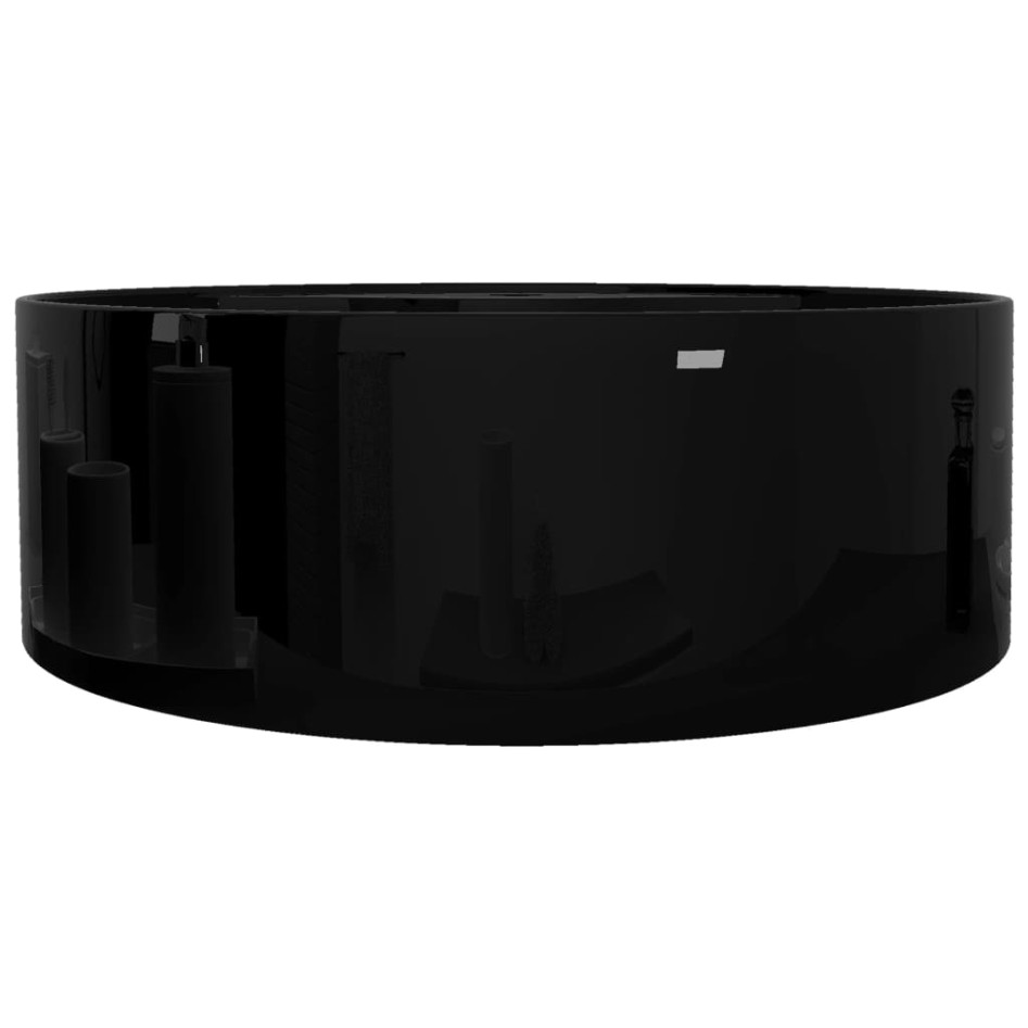 Lavabo de cerámica con agujero para grifo/desagüe negro