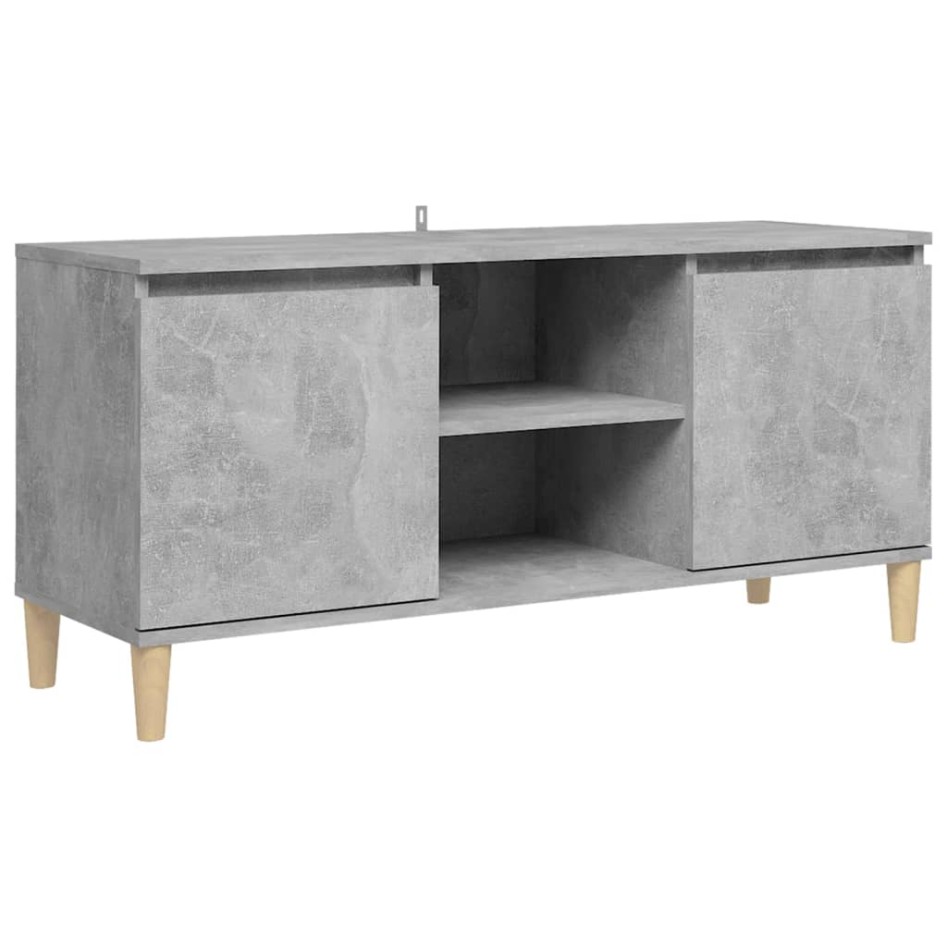 Mueble de TV patas madera maciza gris hormigón 103,5x35x50