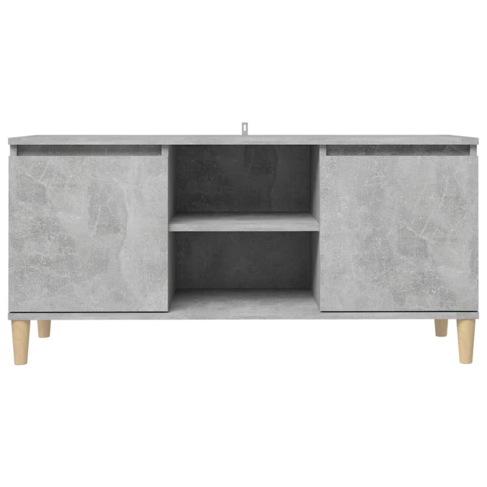 Mueble de TV patas madera maciza gris hormigón 103,5x35x50