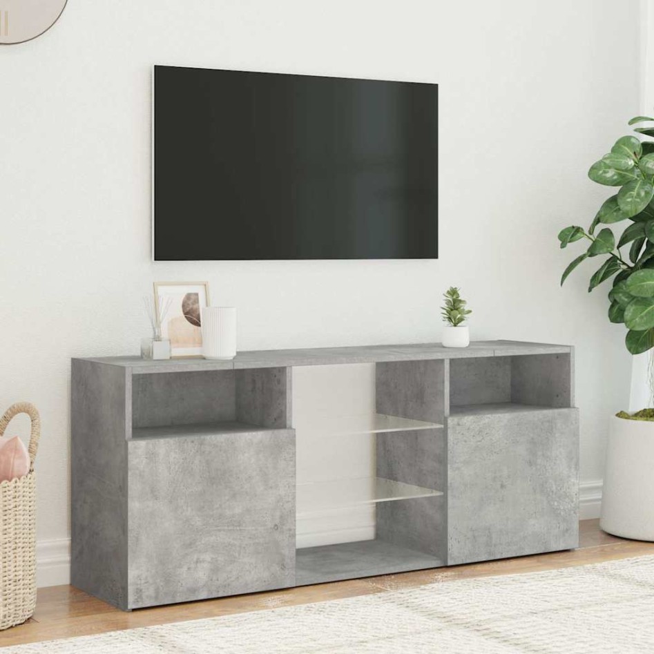 Mueble de TV con luces LED gris hormigón 120x30x50