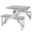 Set mesa plegable de camping y 4 taburetes aluminio gris claro