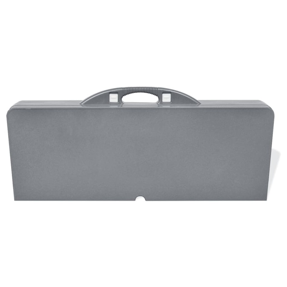 Set mesa plegable de camping y 4 taburetes aluminio gris
