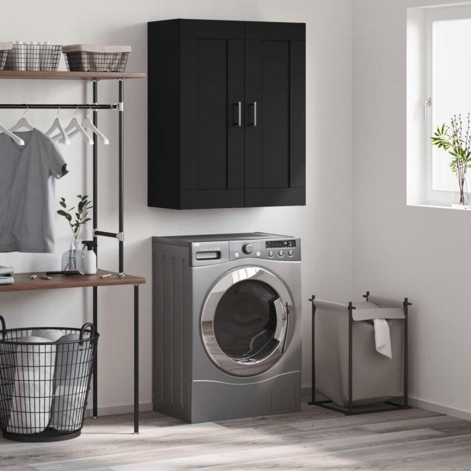 Armario de pared madera de ingeniería negro 69,5x34x90