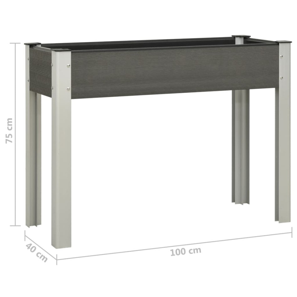 Mesa de cultivo para jardín WPC gris 100x40x75