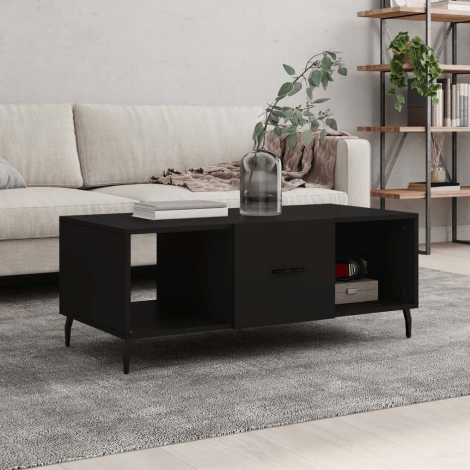Mesa de centro madera contrachapada negro 102x50x40