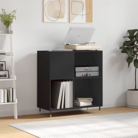 Mueble para discos madera contrachapada negro 84,5x38x89