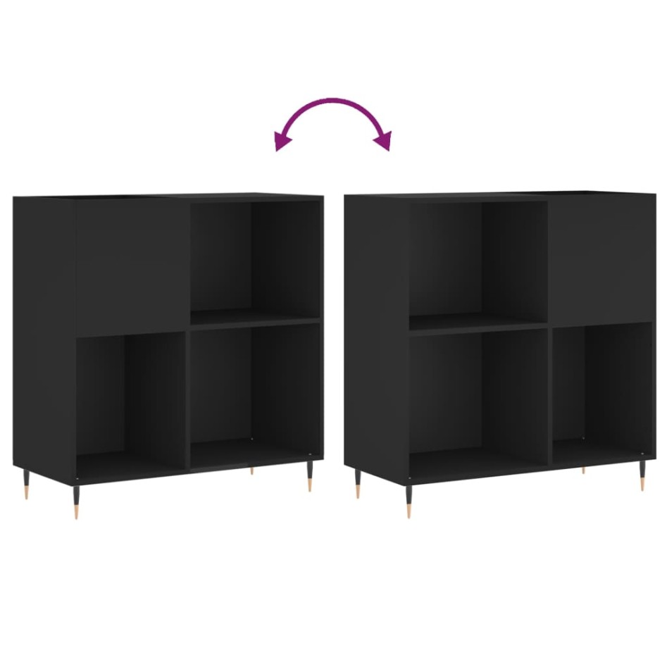 Mueble para discos madera contrachapada negro 84,5x38x89