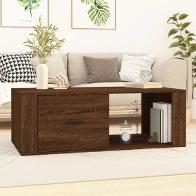 Mesa de centro madera contrachapada marrón roble 100x50,5x35