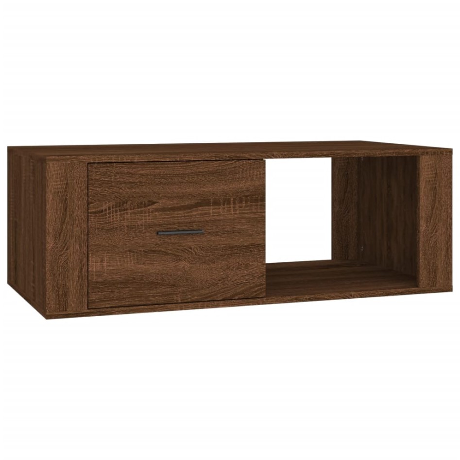 Mesa de centro madera contrachapada marrón roble 100x50,5x35
