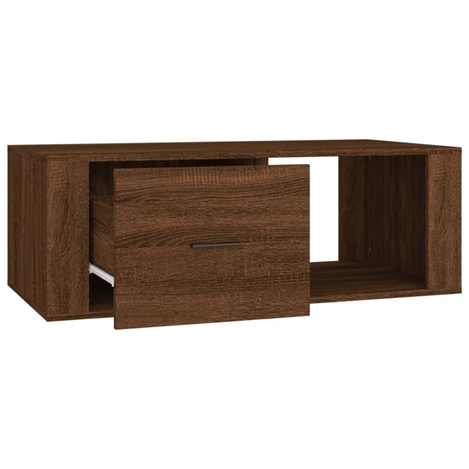 Mesa de centro madera contrachapada marrón roble 100x50,5x35