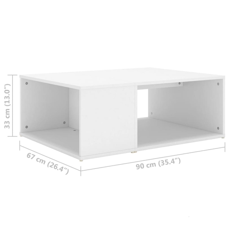 Mesa de centro madera contrachapada blanco 90x67x33