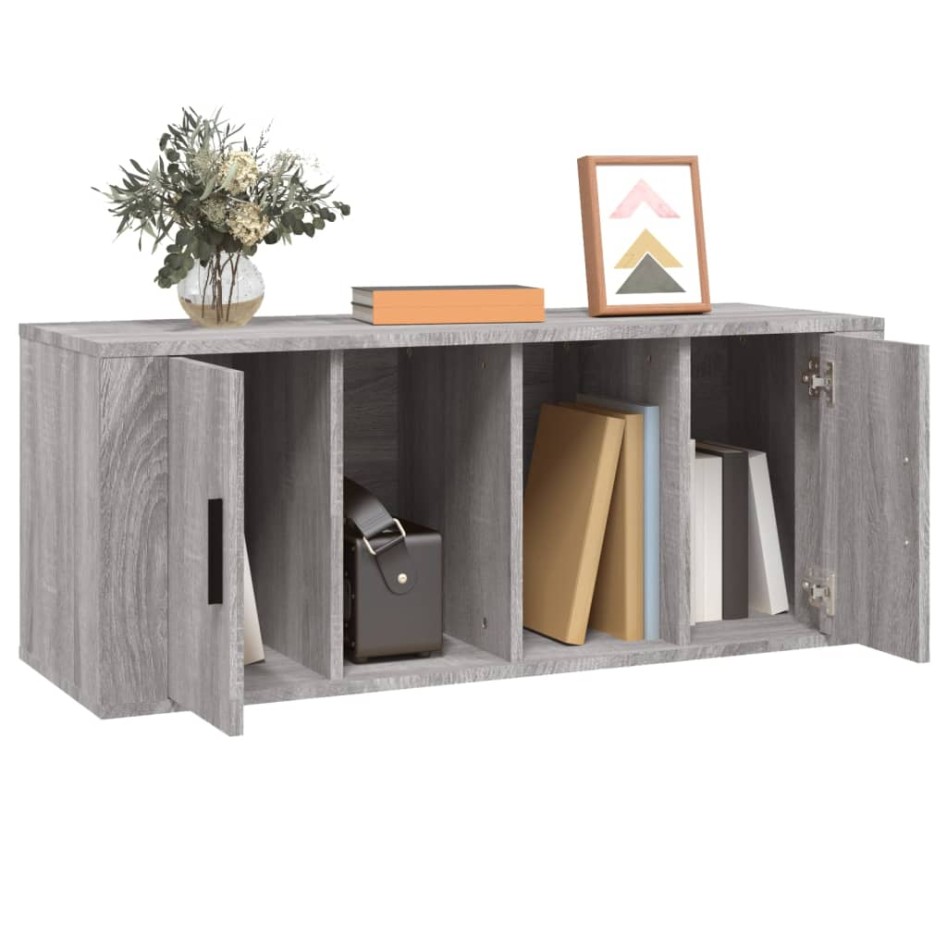 Mueble de TV madera contrachapada gris Sonoma 100x35x40