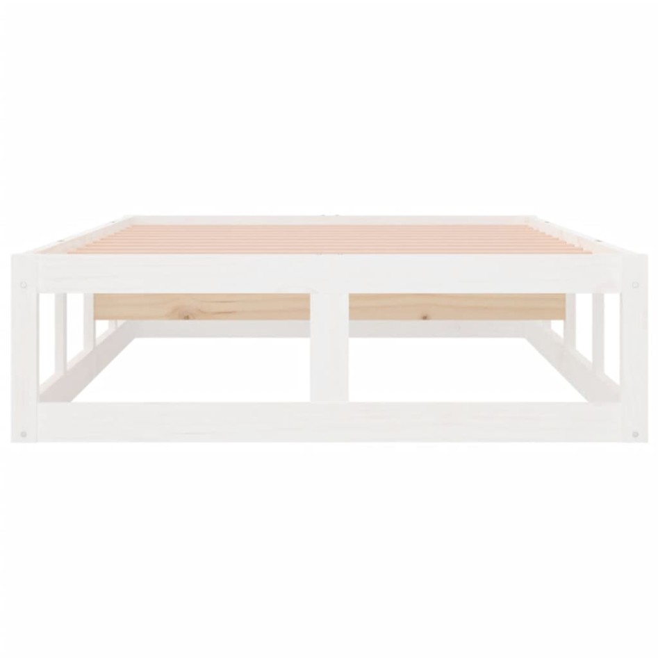 Estructura de cama de madera maciza blanca 90x200