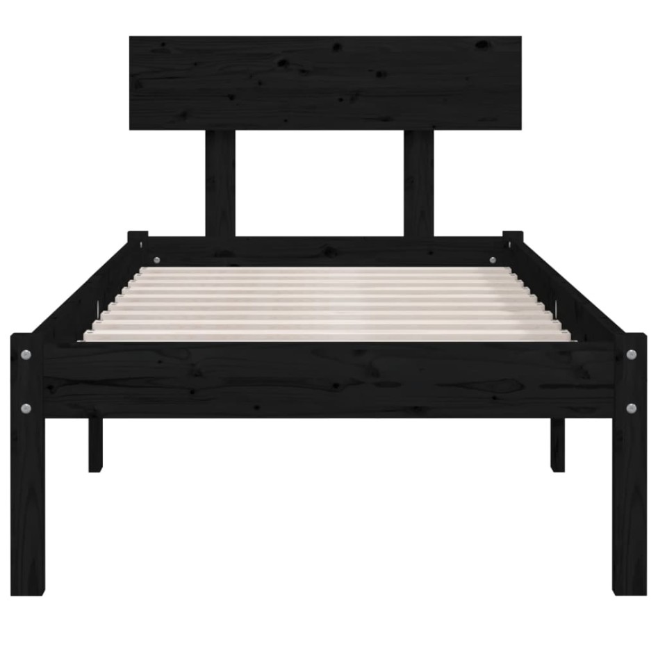 Estructura de cama sin colchón madera maciza negro 90x200