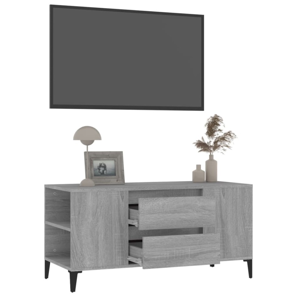 Mueble de TV madera contrachapada gris Sonoma 102x44,5x50