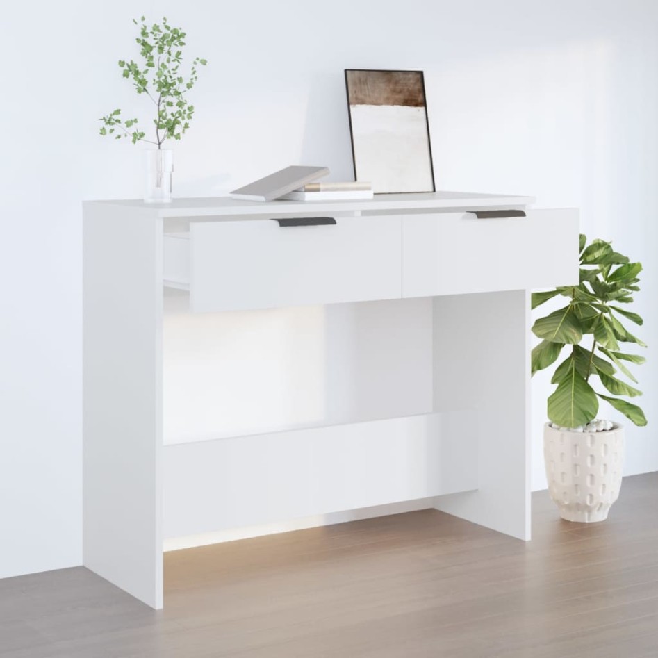 Mesa consola de madera contrachapada blanco 90x36x75