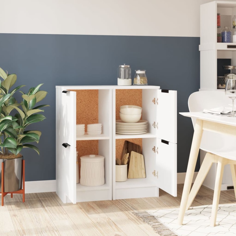 Aparadores 2 uds madera contrachapada blanco 30x30x70