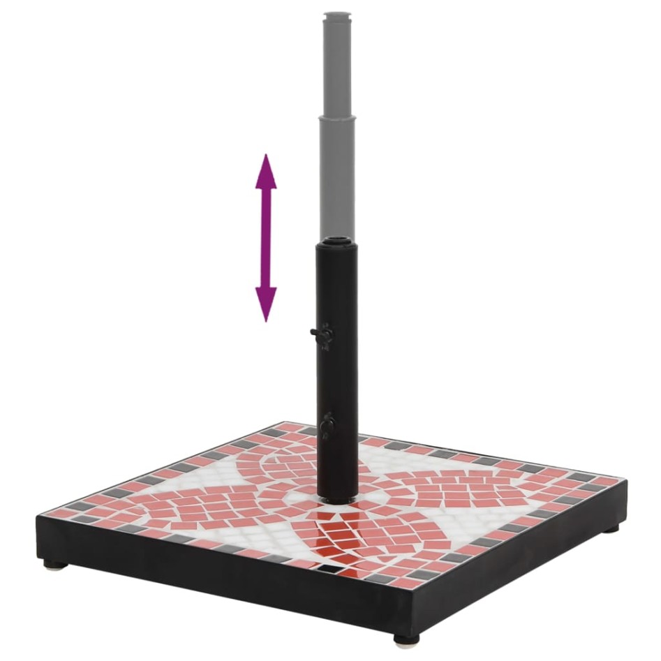 Base de sombrilla cuadrada color terracota y blanco 12