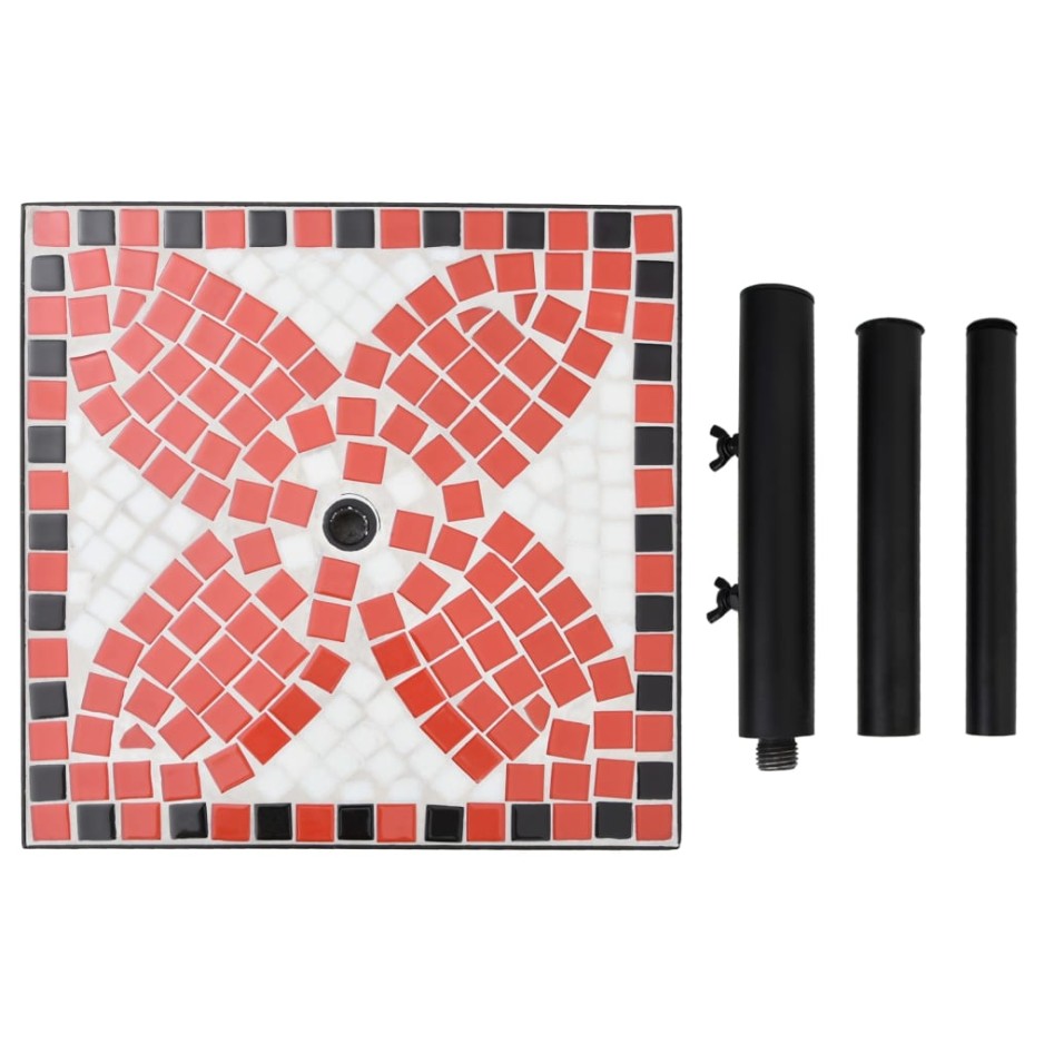 Base de sombrilla cuadrada color terracota y blanco 12