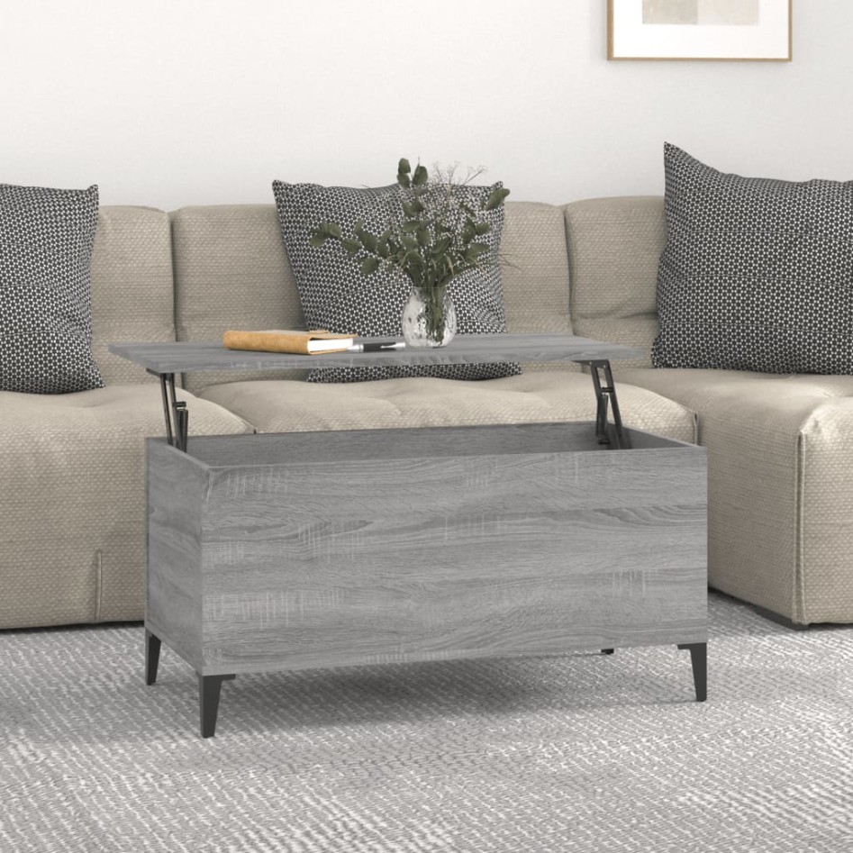 Mesa de centro madera contrachapada gris Sonoma 90x44,5x45