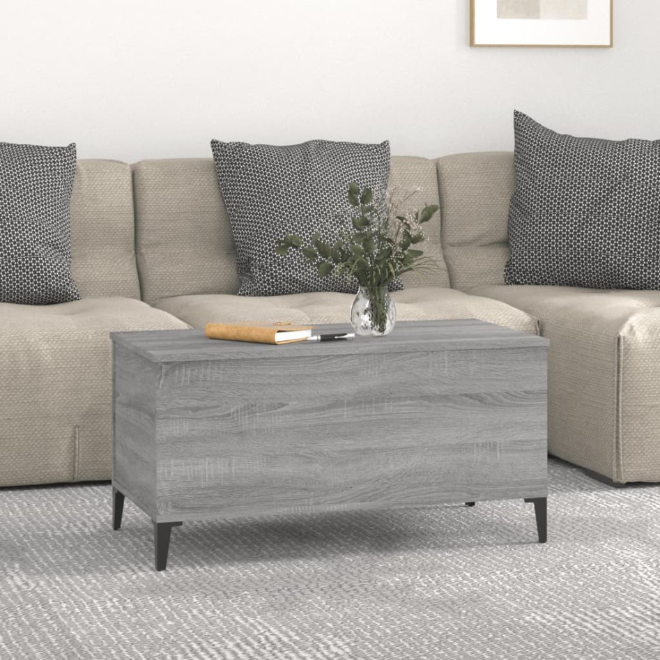 Mesa de centro madera contrachapada gris Sonoma 90x44,5x45