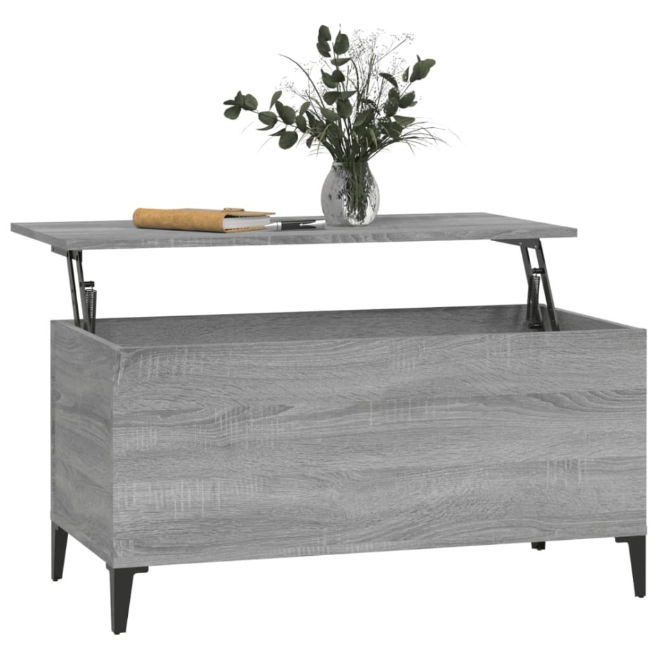 Mesa de centro madera contrachapada gris Sonoma 90x44,5x45