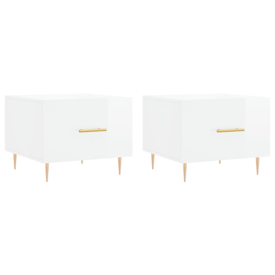 Mesa de centro 2 uds madera ingeniería blanco brillo