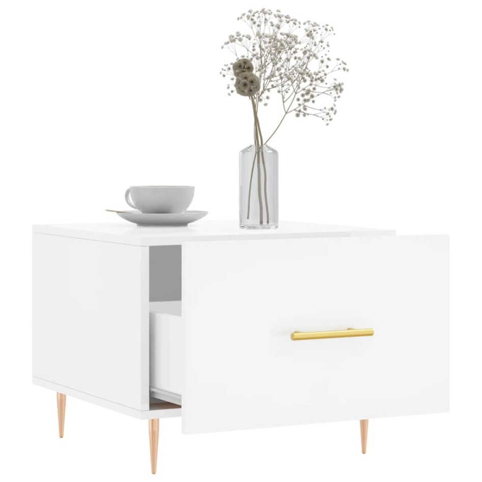 Mesa de centro 2 uds madera ingeniería blanco brillo