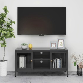Mueble para el televisor acero y vidrio gris antracita 105x35x52