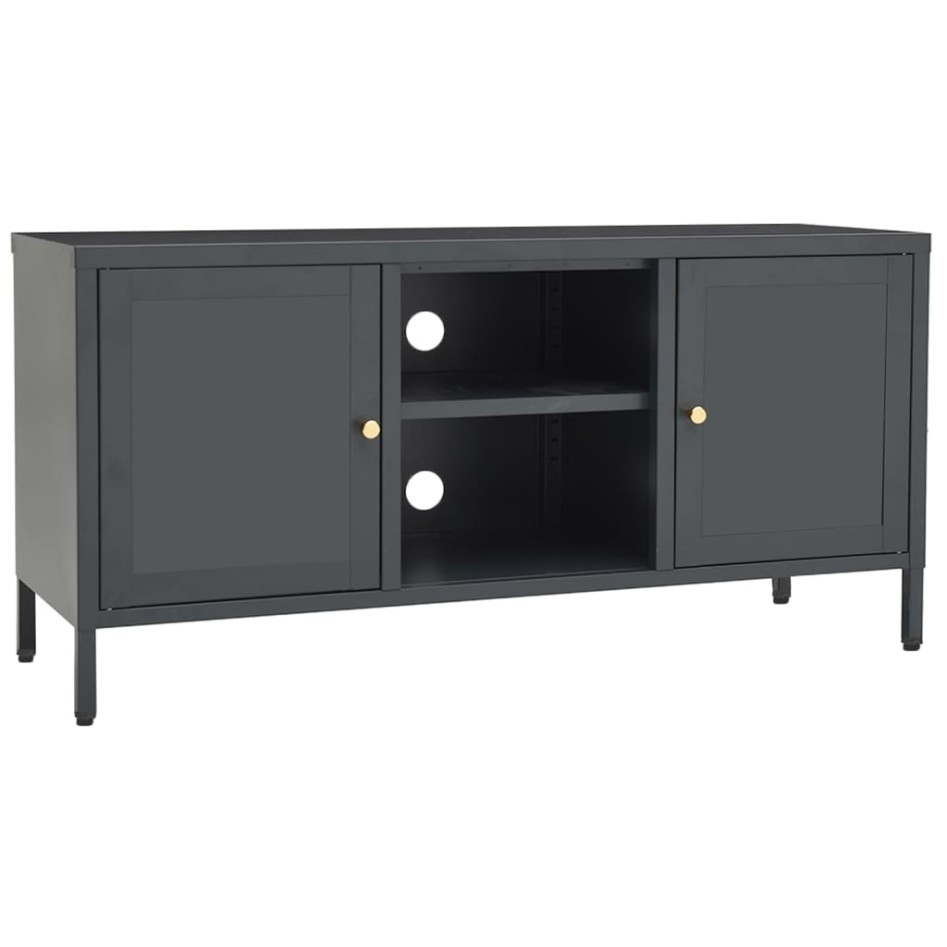 Mueble para el televisor acero y vidrio gris antracita 105x35x52