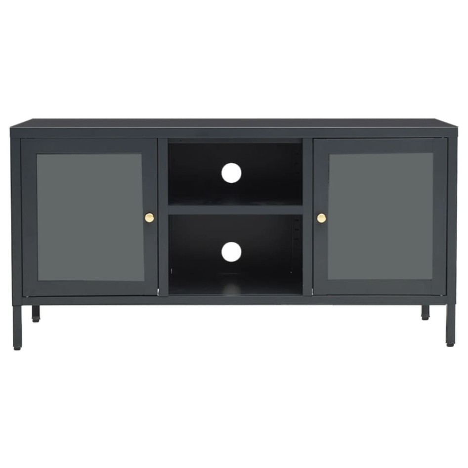 Mueble para el televisor acero y vidrio gris antracita 105x35x52