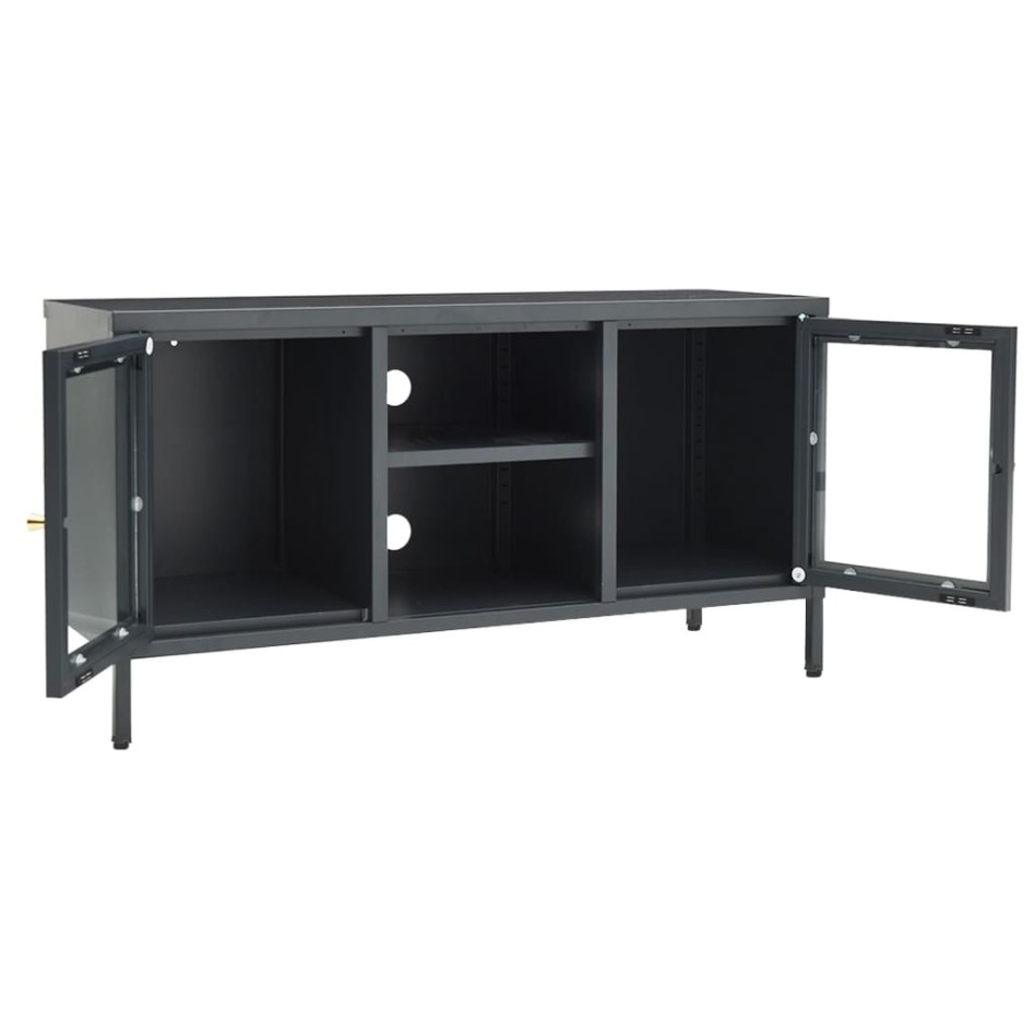 Mueble para el televisor acero y vidrio gris antracita 105x35x52
