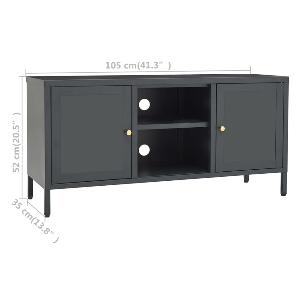 Mueble para el televisor acero y vidrio gris antracita 105x35x52