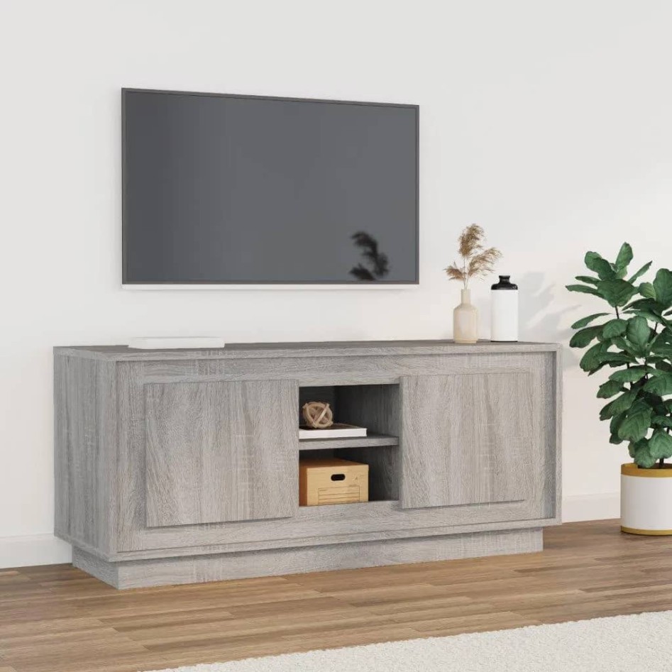 Mueble para TV madera contrachapada gris Sonoma 102x35x45