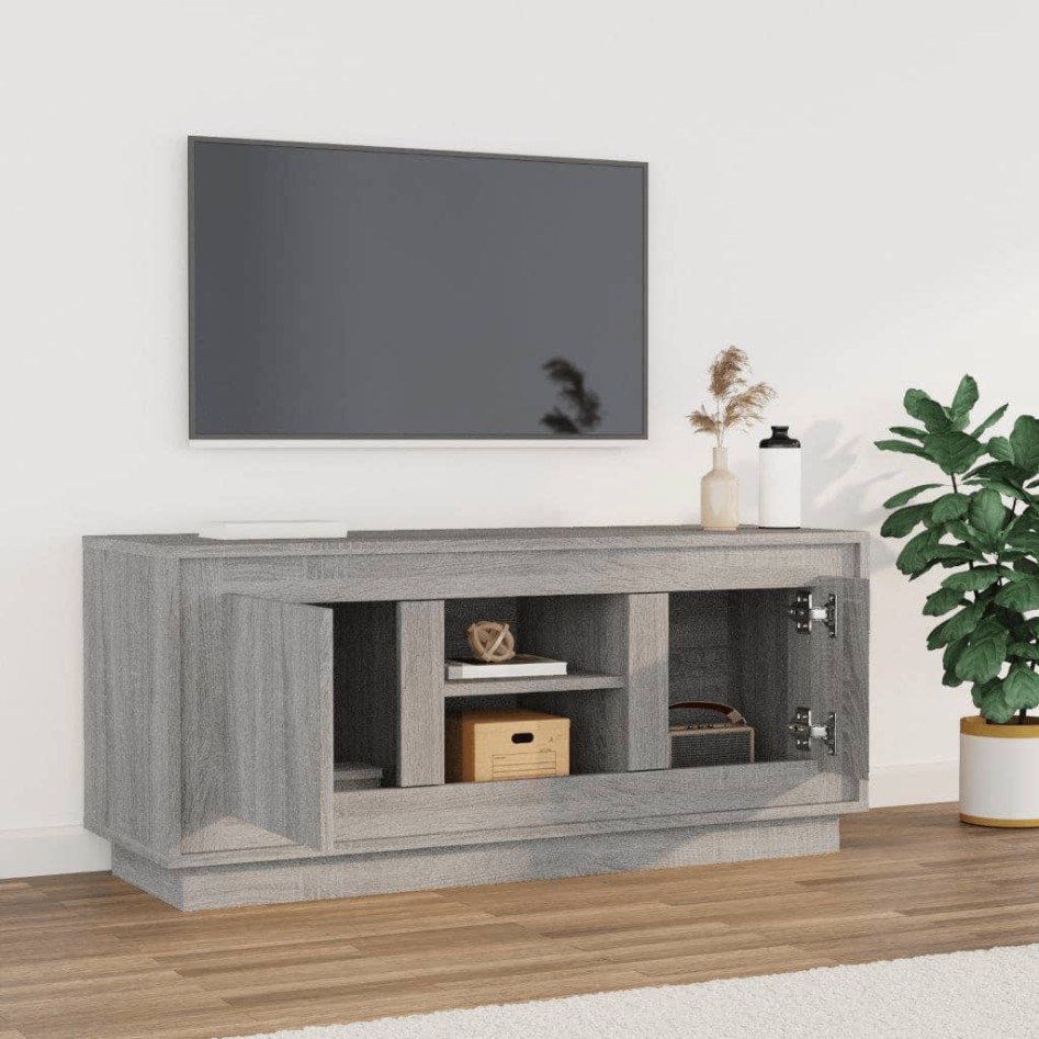 Mueble para TV madera contrachapada gris Sonoma 102x35x45