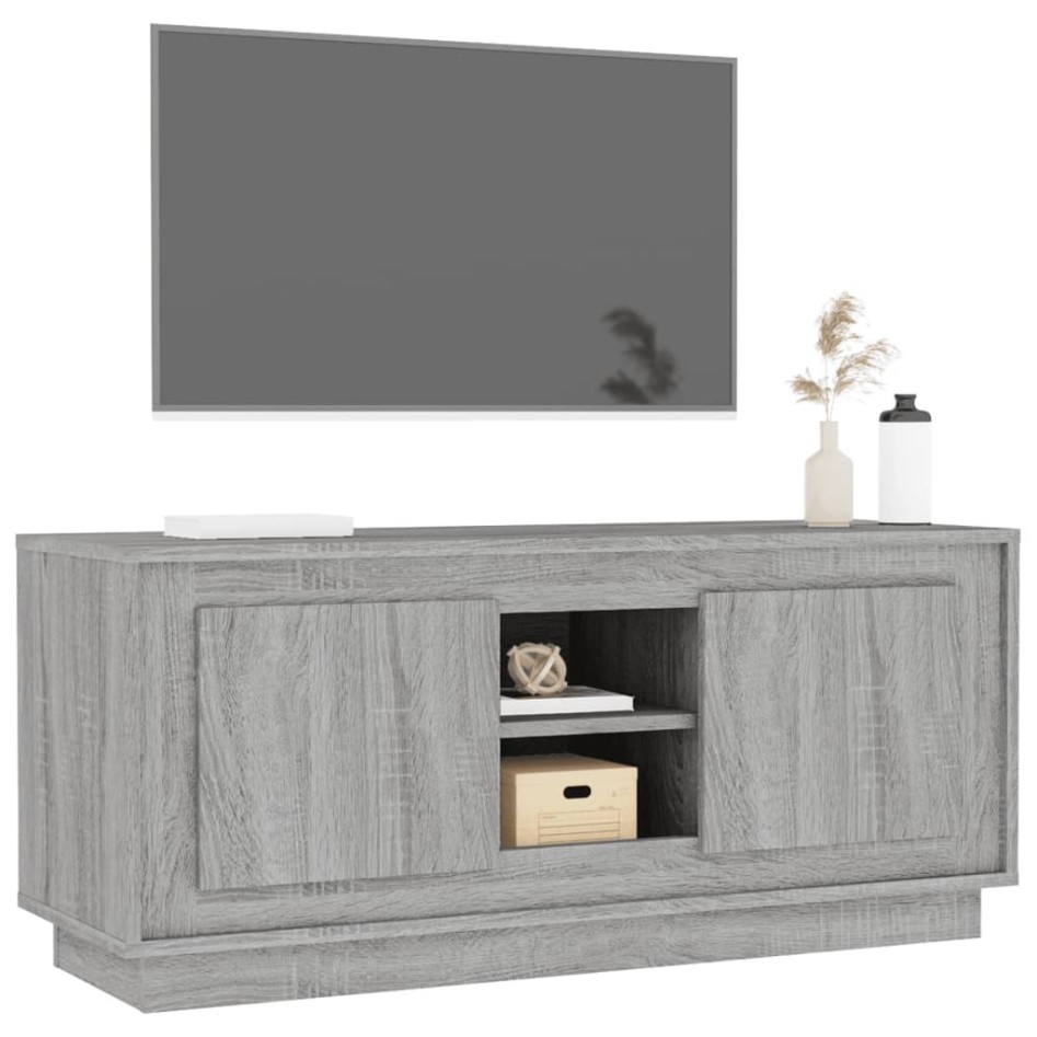 Mueble para TV madera contrachapada gris Sonoma 102x35x45