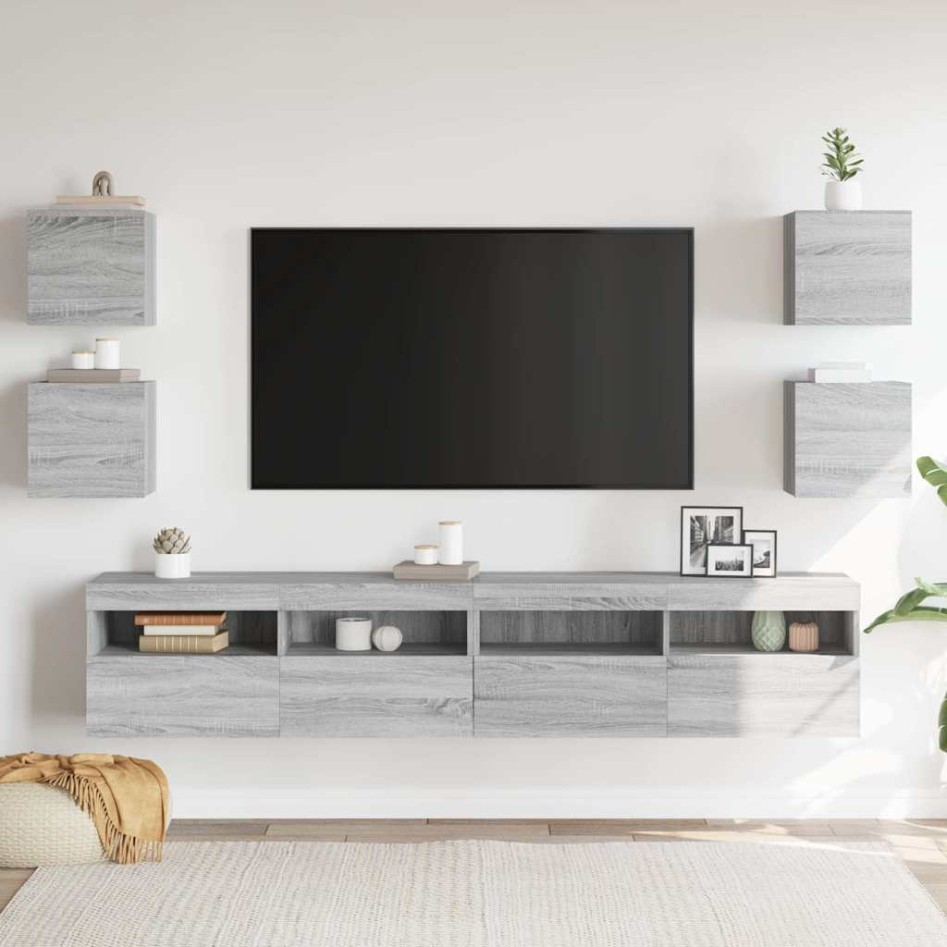 Muebles para TV de pared 4 uds gris Sonoma 30,5x30x30