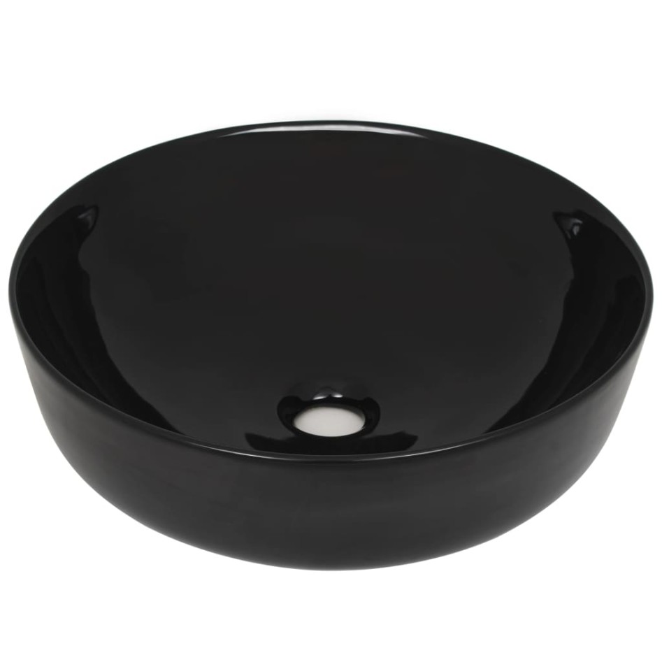 Lavabo redondo de cerámica negro 41,5x13,5