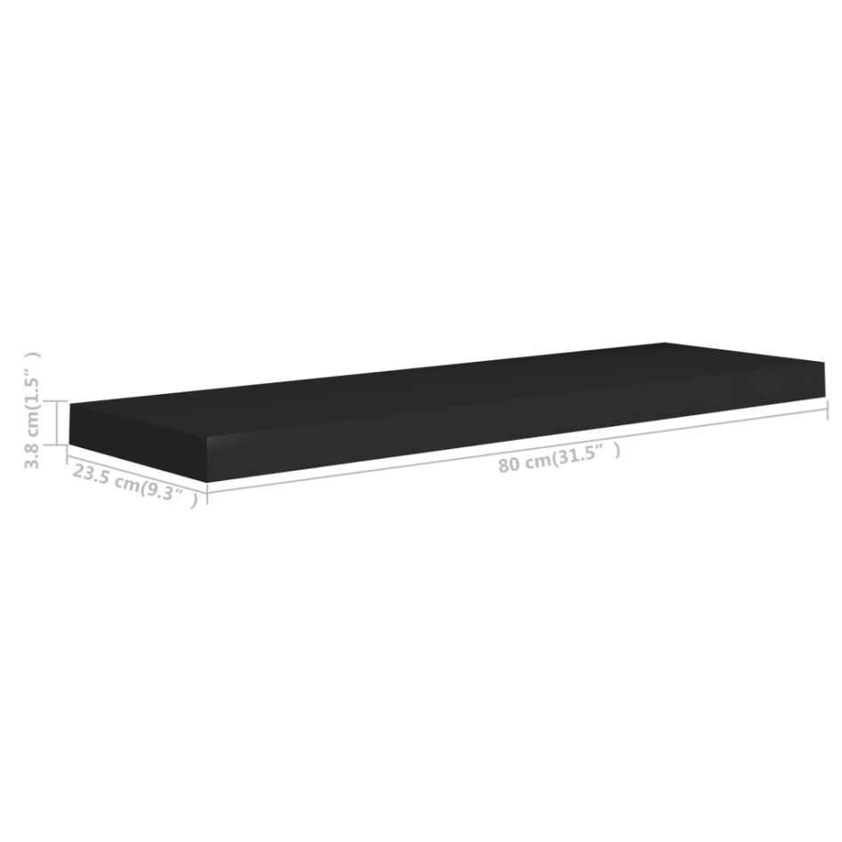 Estantes flotantes de pared 4 uds MDF negro 80x23,5x3,8