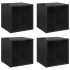 Muebles TV 4 uds madera contrachapada negro brillo 37x35x37