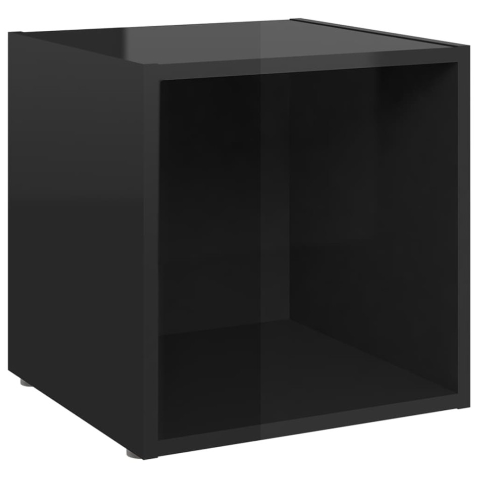 Muebles TV 4 uds madera contrachapada negro brillo 37x35x37