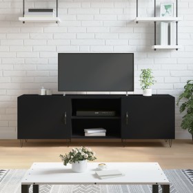 Mueble para TV madera de ingeniería negro 150x30x50