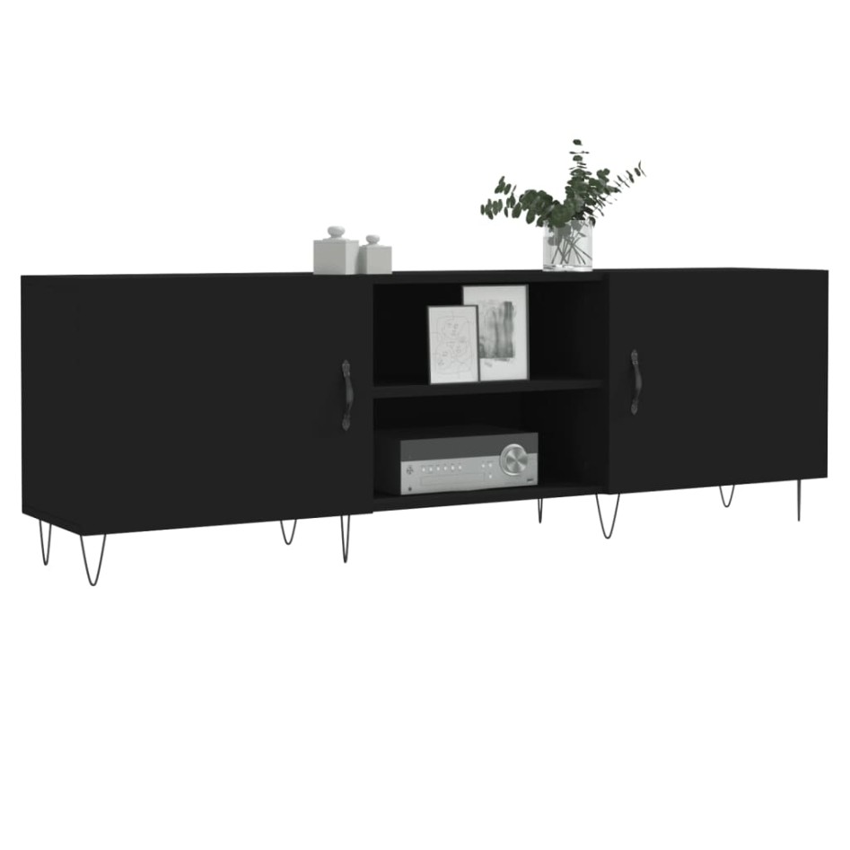 Mueble para TV madera de ingeniería negro 150x30x50