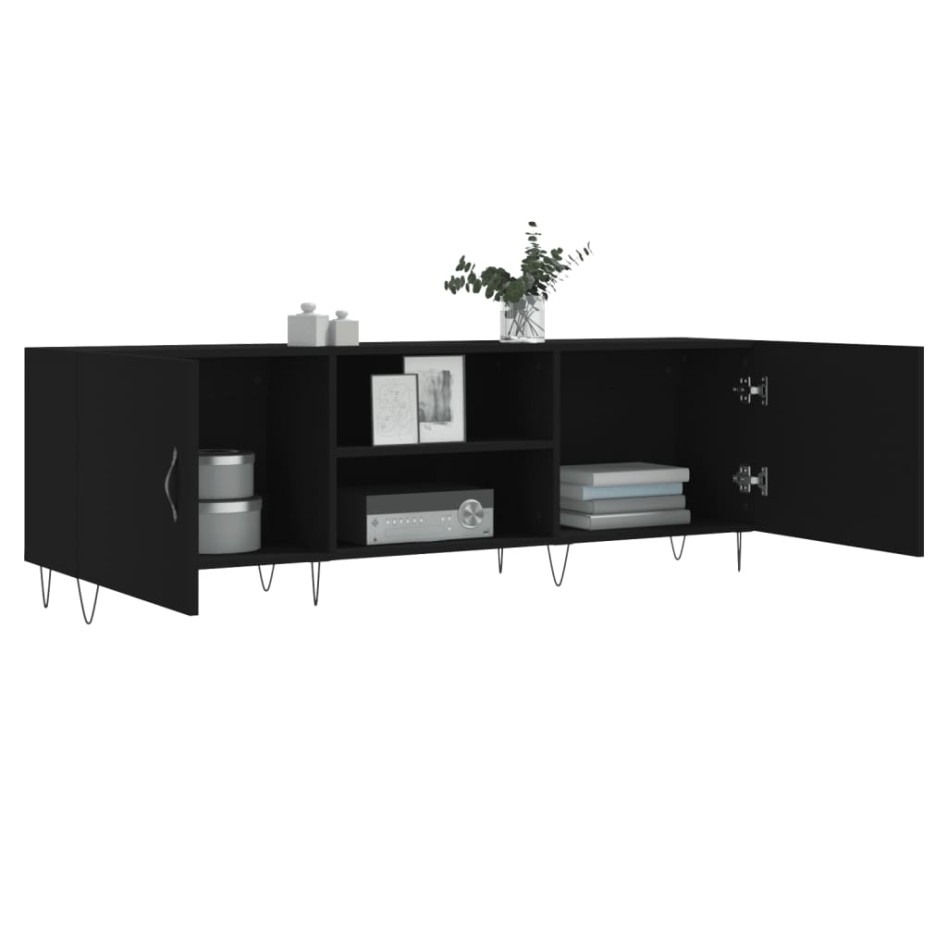 Mueble para TV madera de ingeniería negro 150x30x50